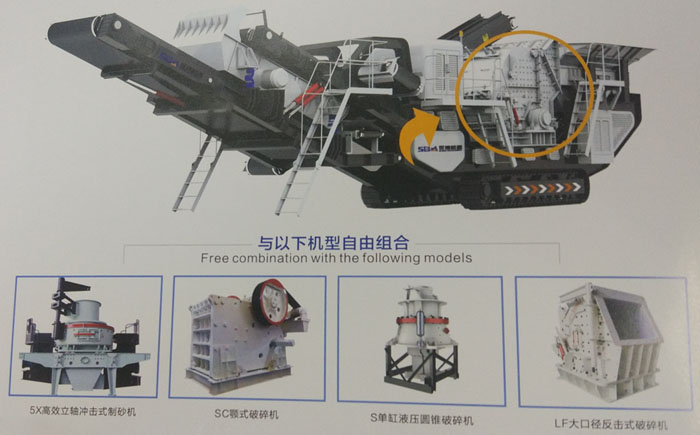 履帶式移動(dòng)破碎篩分站 可配置不同破碎主機(jī)