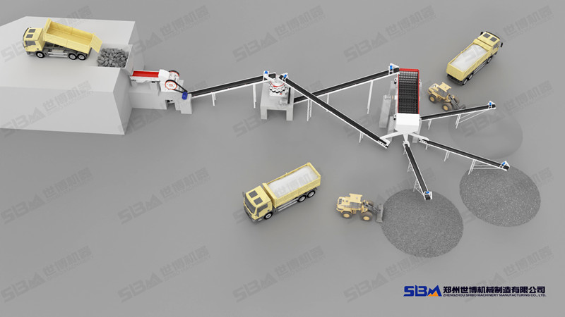 配置復合式圓錐破碎機的石料廠生產線設計圖